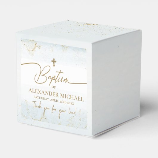 青モダン感謝ボーイクロスバプテスマ金ゴールド フェイバーボックス (裏面サイド)