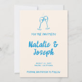 青モダン手引き明るいレトロの予測できな結婚音 セーブザデート (裏面)