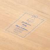 青モダン手引き波弓卒業パーティー アクリル招待状 (レイダウン)