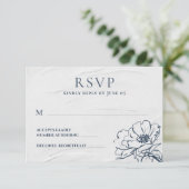 青モダン手描きバラシンプル結婚の 出欠カード (スタンド正面)