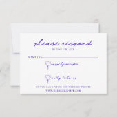 青モダン手描きレトロおもしろいファンキー結婚の 出欠カード (正面)