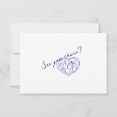 青モダン手描きレトロおもしろいファンキー結婚の 出欠カード (裏面)