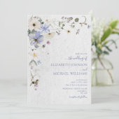 青モダン押し乾花結婚の 招待状 (スタンド正面)