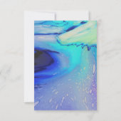 青モダン抽象芸術ビーチ結婚式保存日 セーブザデート (裏面)