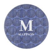 青モダン抽象芸術フローラモノグラム カッティングボード (正面)