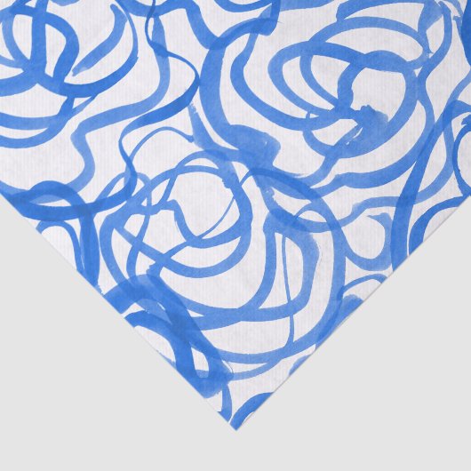 青モダン抽象芸術ユニーク水色デザイン 薄葉紙 (詳細)