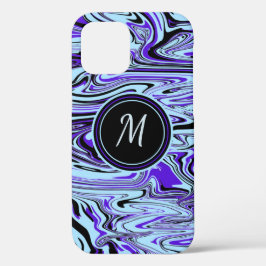 青モダン抽象芸術水彩模様モノグラム Case-Mate iPhone 14ケース