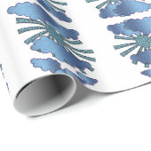 青モダン抽象芸術水色スタイリッシュトレンディー ラッピングペーパー (ロールコーナー)