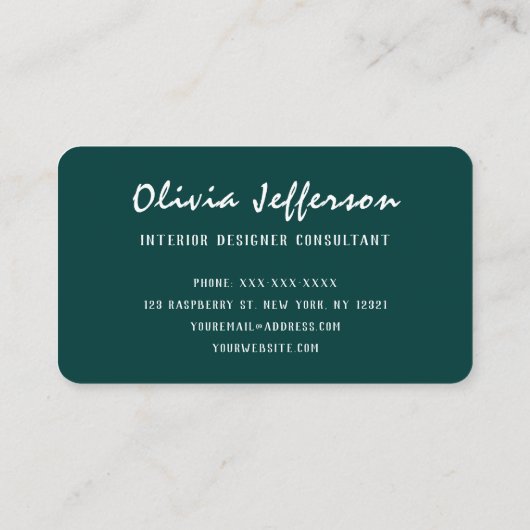 青モダン抽象芸術波線インテリア設計者 名刺 (裏面)