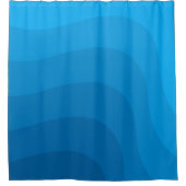 青モダン抽象芸術波 シャワーカーテン (正面)