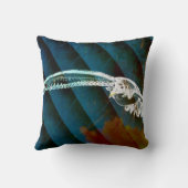 青モダン抽象芸術海鳥がカモメを滑空 クッション (裏面)