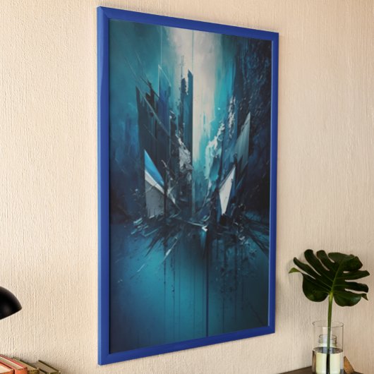 青モダン抽象芸術絵画ズ ポスター