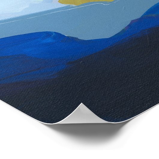 青モダン抽象芸術表現主義絵を描の ポスター (角)