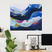 青モダン抽象芸術表現主義絵を描の ポスター (ホームオフィス)