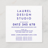 青モダン抽象芸術 スクエア名刺 (裏面)