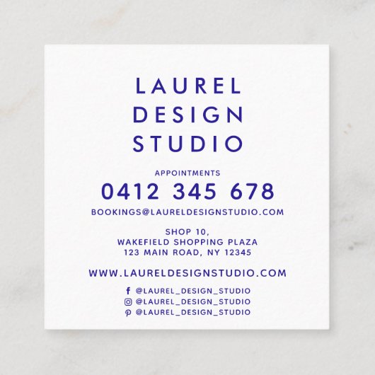 青モダン抽象芸術 スクエア名刺 (裏面)