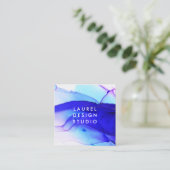 青モダン抽象芸術 スクエア名刺 (スタンド正面)