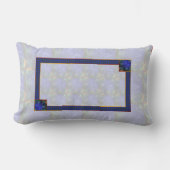 青モダン抽象芸術 ランバークッション (正面)