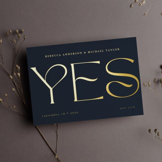 青モダン救ミニマルタイポグラフィ結婚の日付 箔招待状