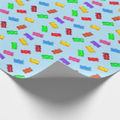 青モダン数々の色の熊 ラッピングペーパー (角)