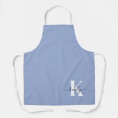 青モダン文字モノグラム エプロン (正面)