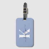 青モダン文字モノグラム ラゲッジタグ (正面縦)