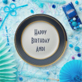 青モダン日本のと金ゴールドデザイン ペーパープレート (パーティー)