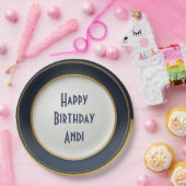 青モダン日本のと金ゴールドデザイン ペーパープレート (パーティー)