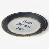 青モダン日本のと金ゴールドデザイン ペーパープレート (アングル)