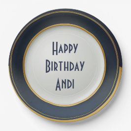 青モダン日本のと金ゴールドデザイン ペーパープレート