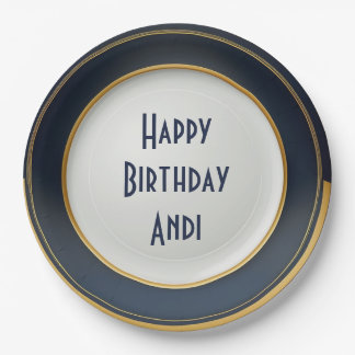 青モダン日本のと金ゴールドデザイン ペーパープレート