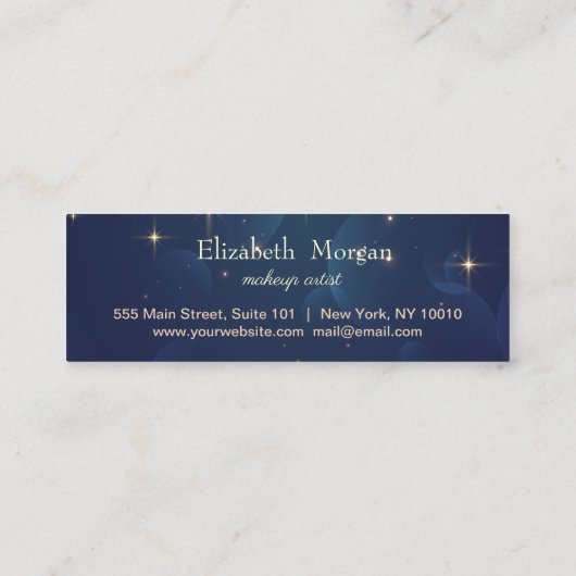 青モダン星のエレガント金ゴールドハート ロイヤリティカード (裏面)