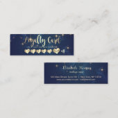 青モダン星のエレガント金ゴールドハート ロイヤリティカード (正面/裏面)