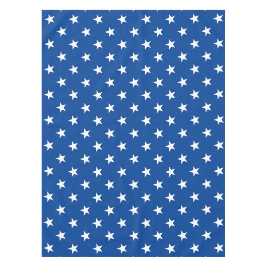青モダン星・白星グラフィックパターンおもしろい テーブルクロス (正面)