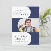 青モダン曲線スタイリッシュ研究パーティー 招待状 (スタンド正面)