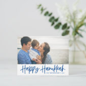 青モダン書幸せハヌカー写真 シーズンポストカード (スタンド正面)