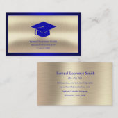 青モダン書科卒業金ゴールド 名刺 (正面/裏面)