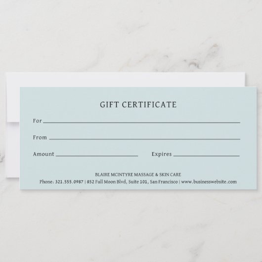 青モダン月フェイズエレガントギフト証書 (裏面)