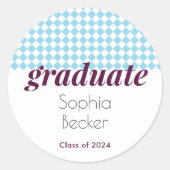 青モダン模様卒業 ラウンドシール (正面)