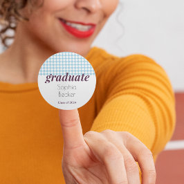 青モダン模様卒業 ラウンドシール