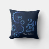 青モダン機械技術者卒業党 クッション (正面)