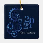 青モダン機械技術者卒業党 セラミックオーナメント (正面)