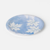 青モダン水彩楓葉 ペーパープレート (アングル)