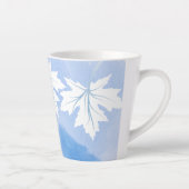 青モダン水彩白カエデ葉ラ カフェラテマグ (右)