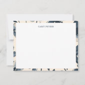 青モダン水彩花タイポグラフィ縁ど ノートカード (正面)