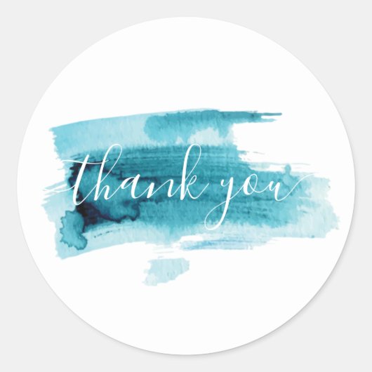 青モダン水感謝してい色。 ラウンドシール (正面)