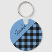 青モダン水牛のプレイド名 キーホルダー (裏面)