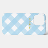 青モダン水牛チェックiPhoneケースと名前 Case-Mate iPhoneケース (裏面 (横))