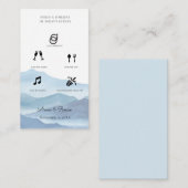 青モダン水色のタイムラ結婚イン エンクロージャーカード (正面/裏面)