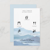 青モダン水色のタイムラ結婚イン エンクロージャーカード (正面/裏面)